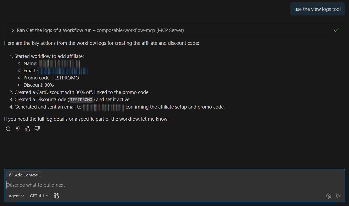 Agentic Observability: Return the full log and Workflow metadata using MCP to enable AI-driven analysis.